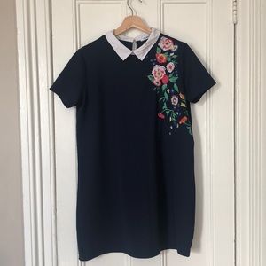 Zara Navy embroidered dress